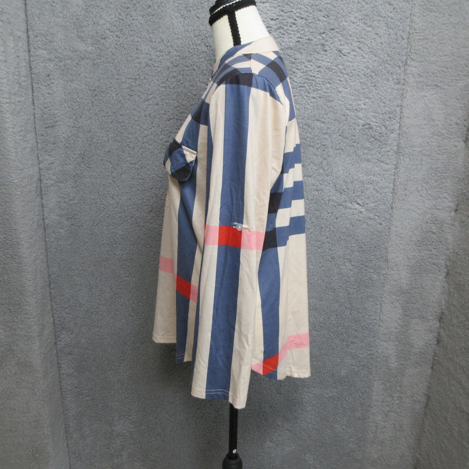 Moyabo Shirt Womens Medium Multicolor Plaid 1/2 Zip Tunic Top Long Sleeve