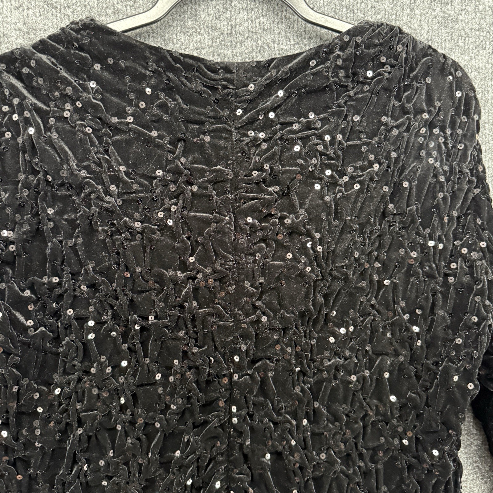 Cachet Blouse Top Womens XL Black Velvet Sequins Wrap V-Neck Evening Event Party