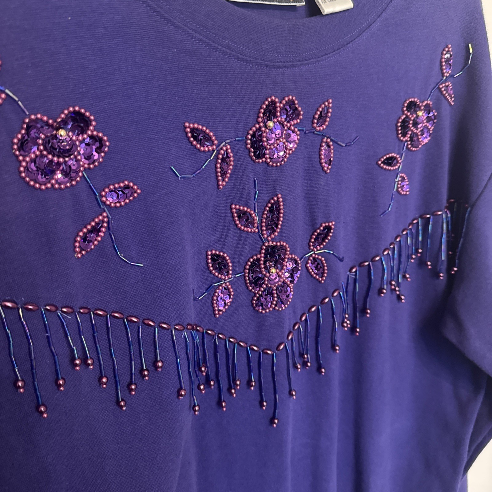 Vintage 90s Purple Beaded Cotton Bodysuit Sz. 24