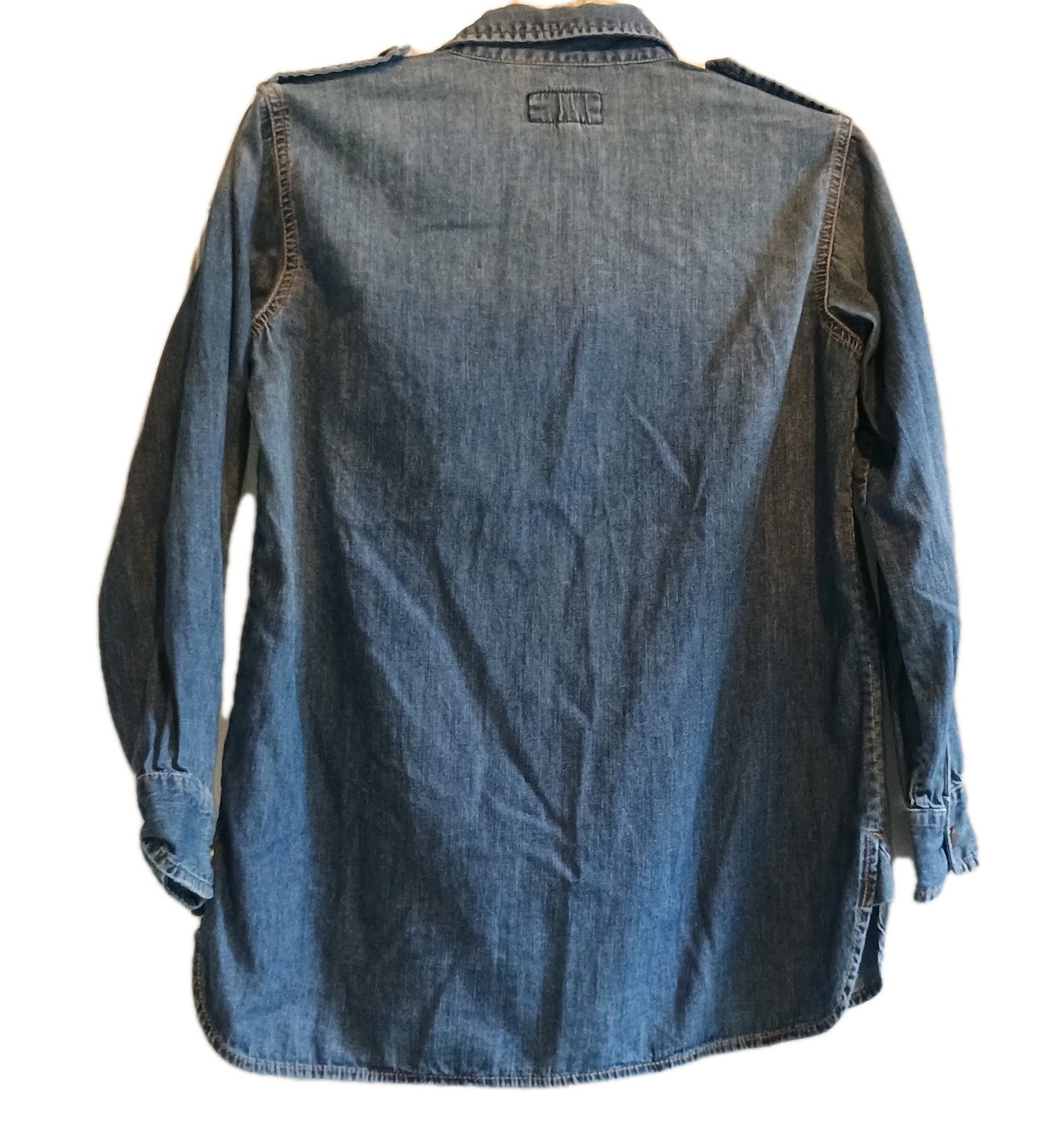 CURRENT/ELLIOTT STUDDED BLUE DENIM JEAN “The Perfect Shirt” SIZE 1 MSRP $215
