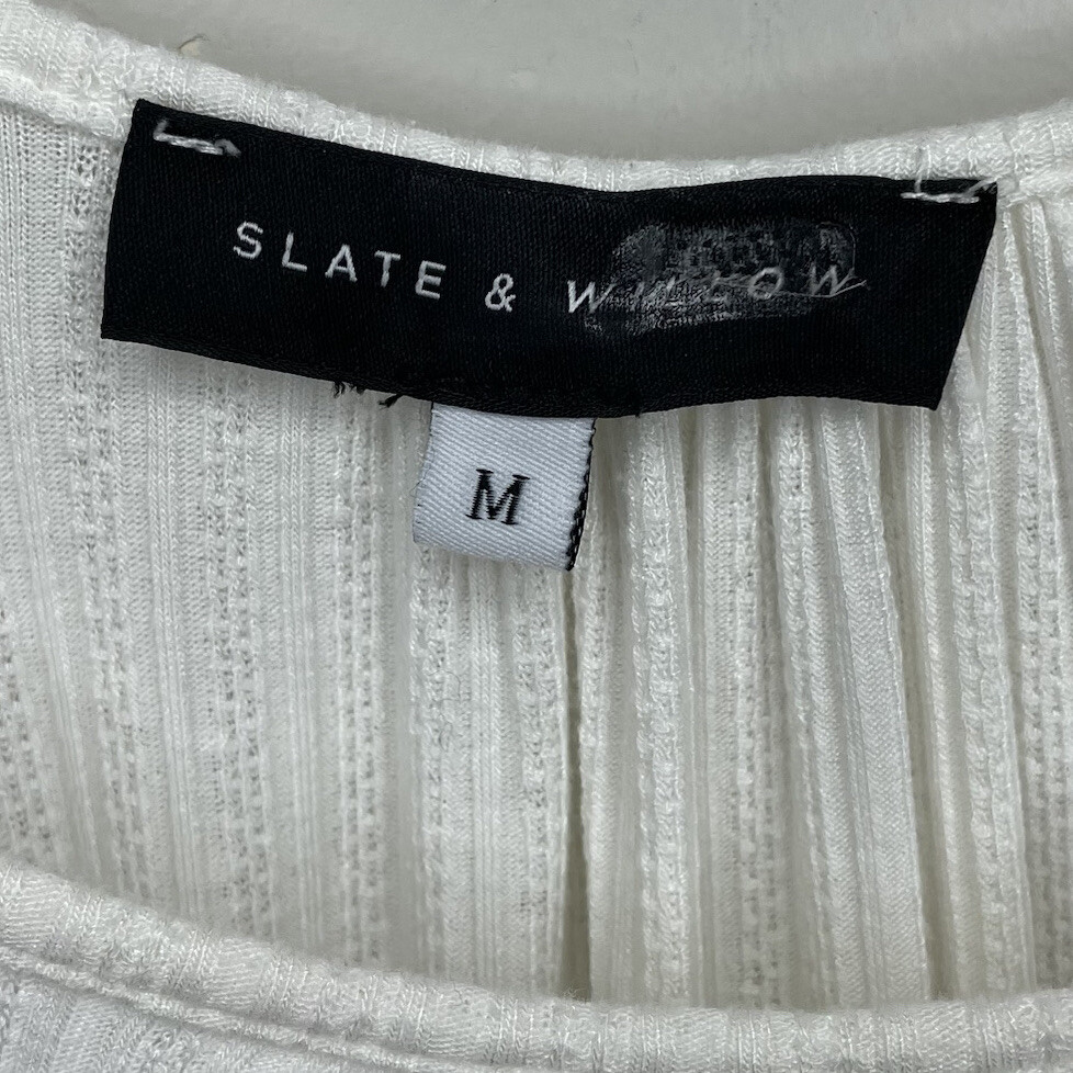 SLATE & WILLOW Top Women Medium Ivory Smocked Peplum Scoop Neck