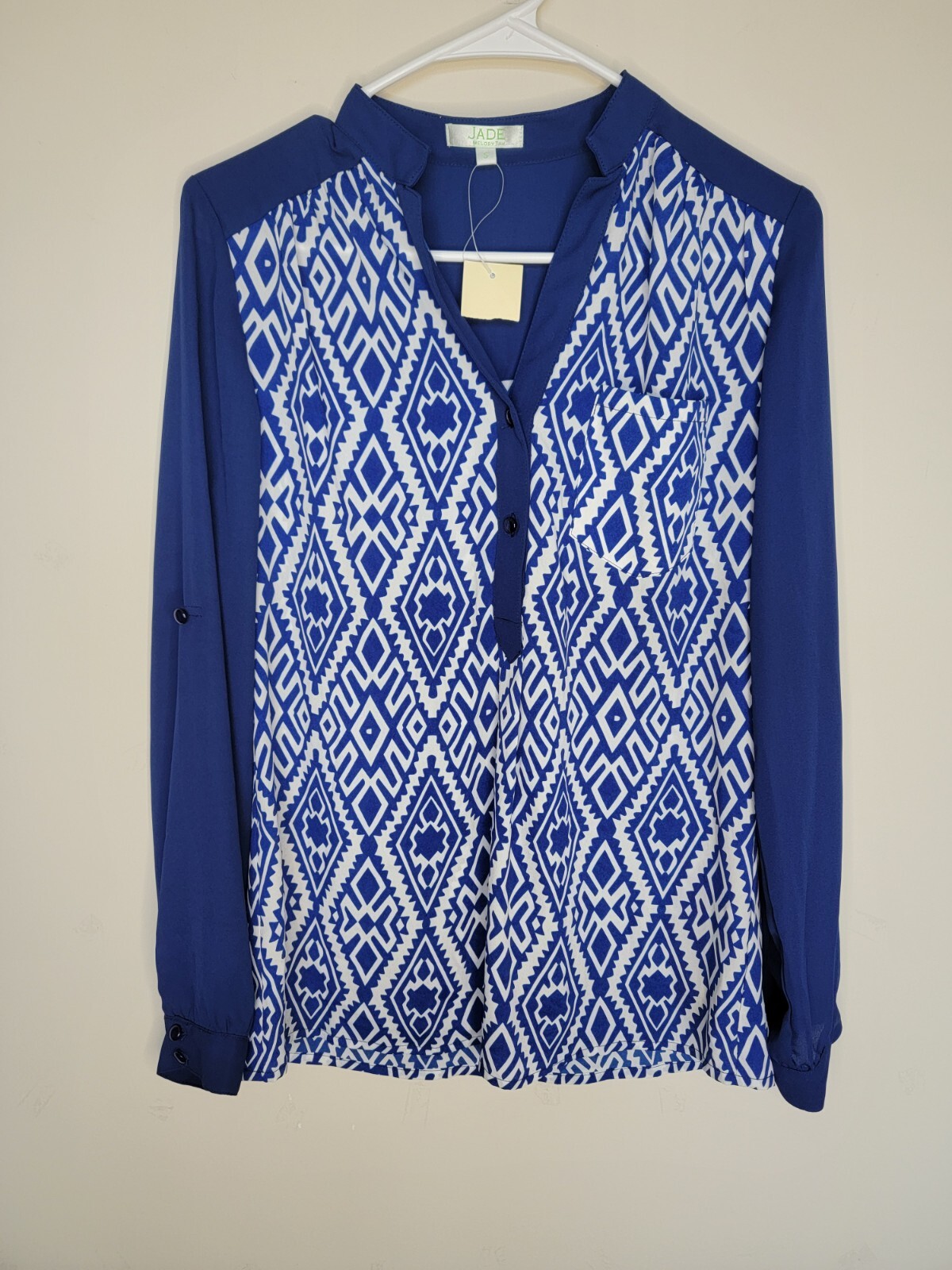 NWT Jade Melody Tam Womens Popover Top Roll Tab Sleeve Size Small