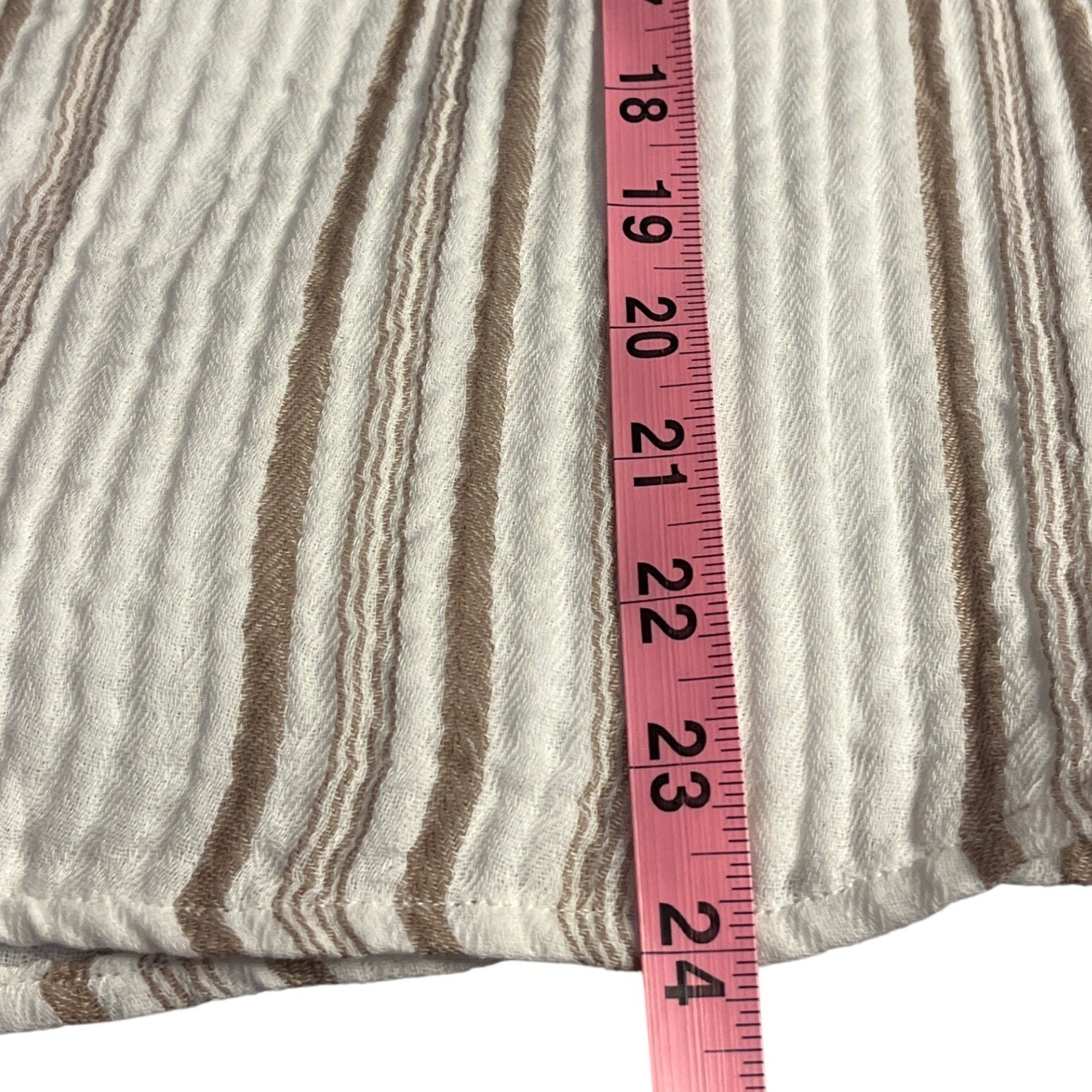 EVEREVE Striped Sleeveless Top White Brown Size XL 100% Cotton Neutral Boho Tank
