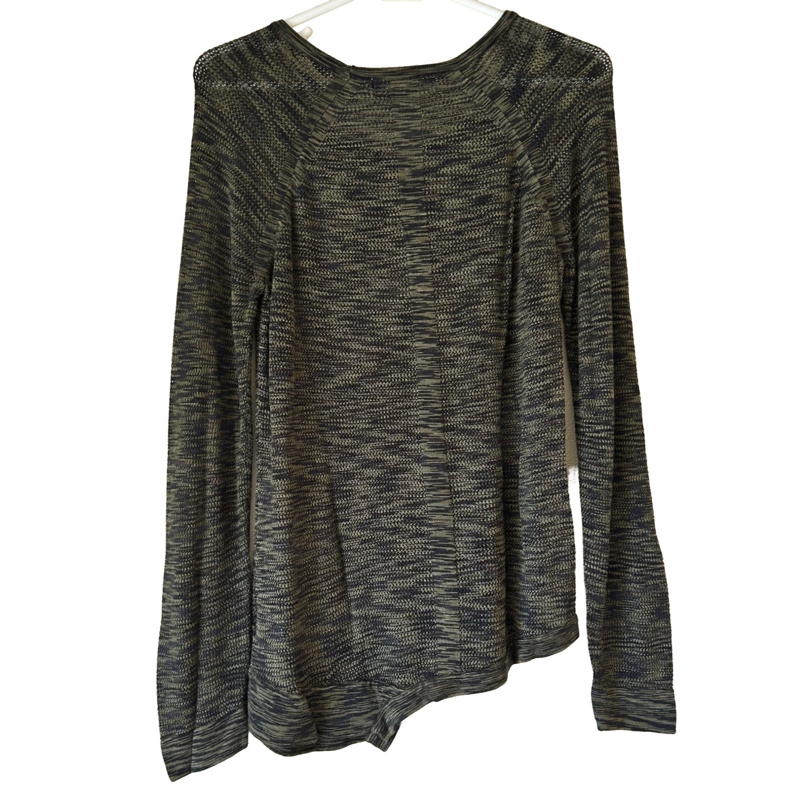 EUC Marled By Reunited Clothing Black Olive Green Knit Tunic Top Asymmetric XL