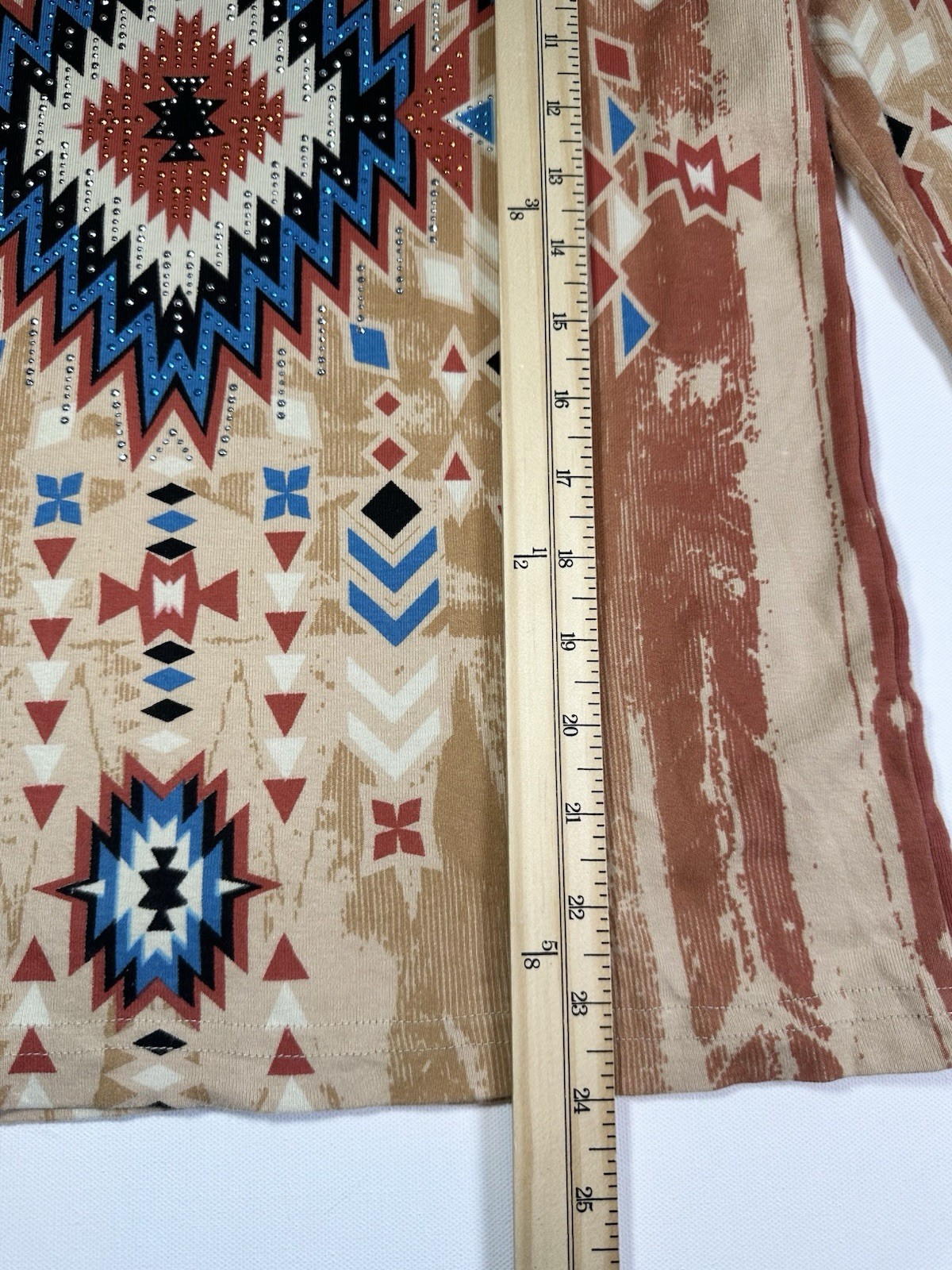 Cactus Bay SMALL Western Aztec Southwest Boho Native Tribal Embellished Shirt