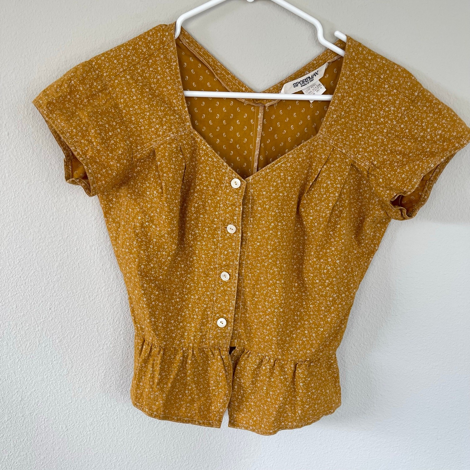 SPORTMAX Marigold Floral Peplum Blouse (M)