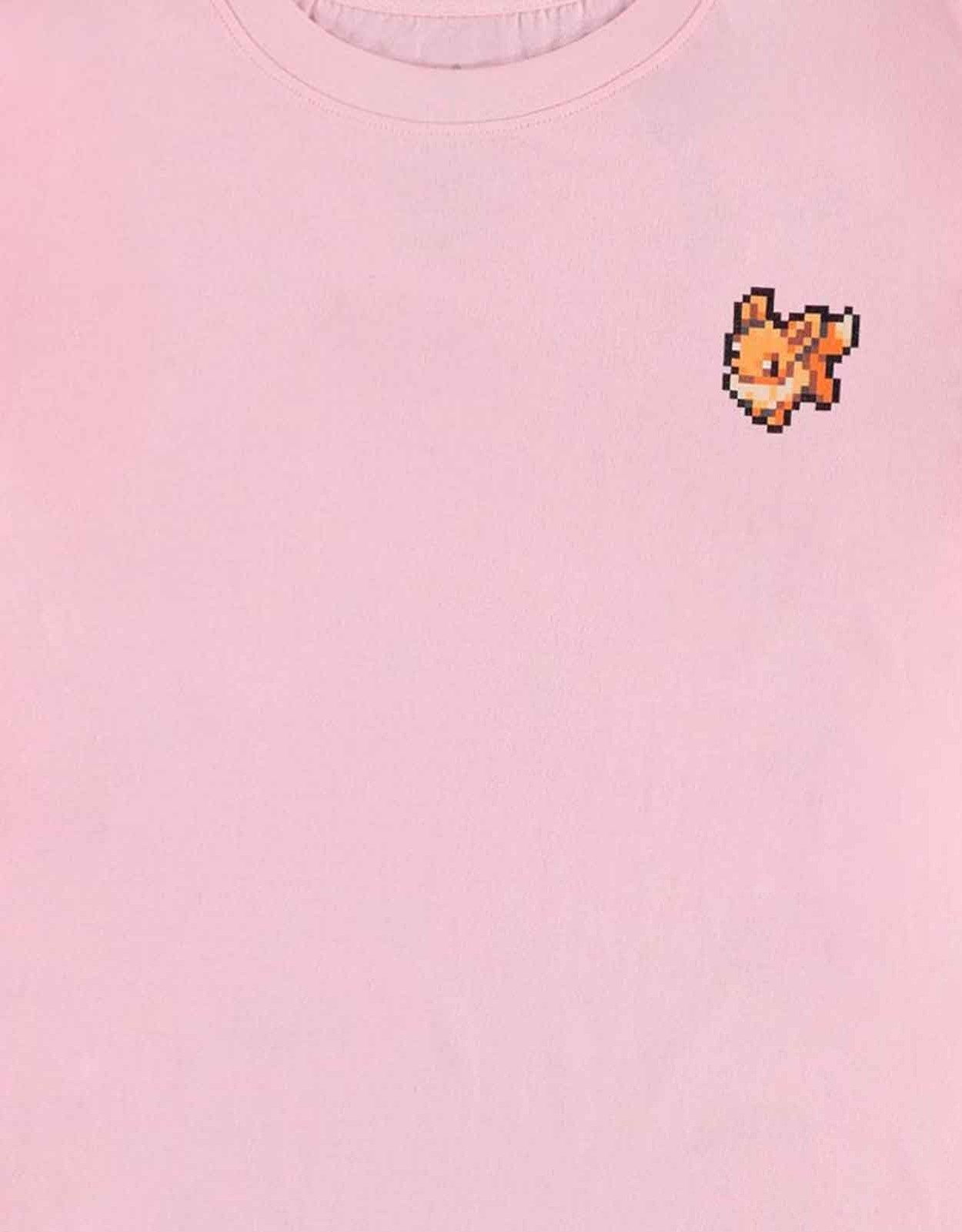 Pokemon T Shirt Eevee Pixel Back Print Logo new Official Womens Pink Size S