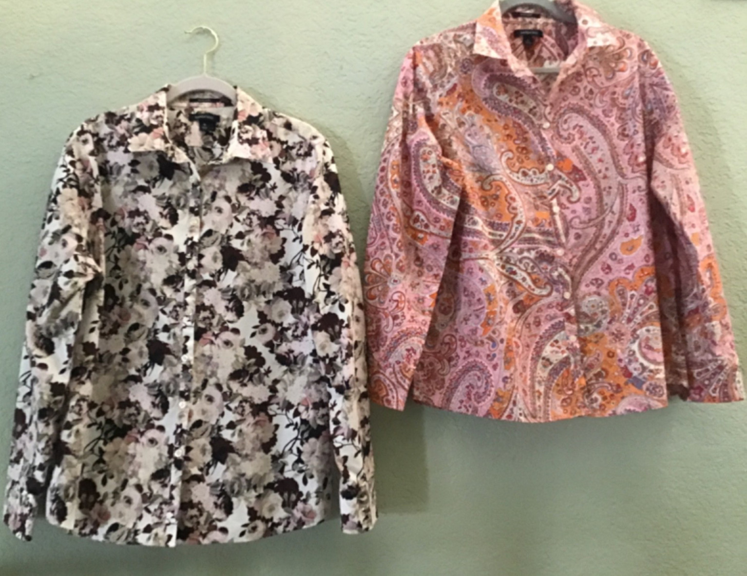 Lands End No Iron Button Up Shirt Top 100% Cotton Sz 16 2 Colors Choose NEW