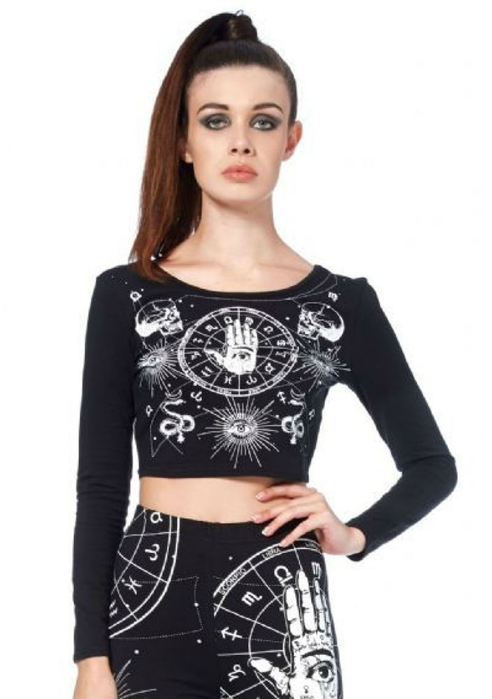 Jawbreaker ASTROLOGY BEWITCHED HAND OCCULT WICCA CROPPED TOP SHIRT TPA1683