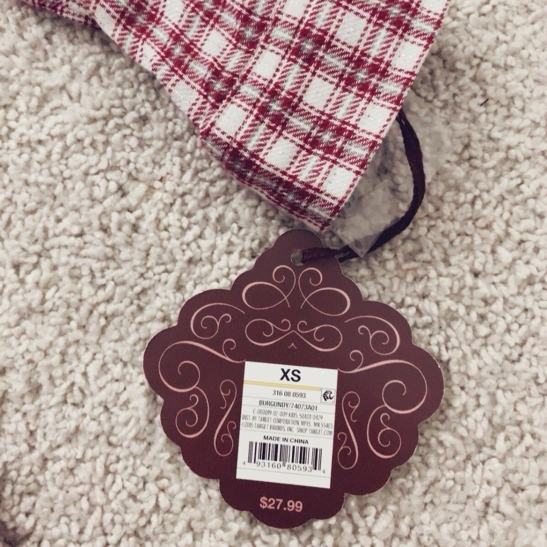 Knox Rose Burgundy Red Gray Silver Metallic Plaid Shirt Top XS Extra Small NWT