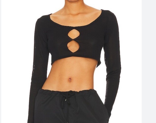 Superdown Black Crop Top Cutouts Size XS