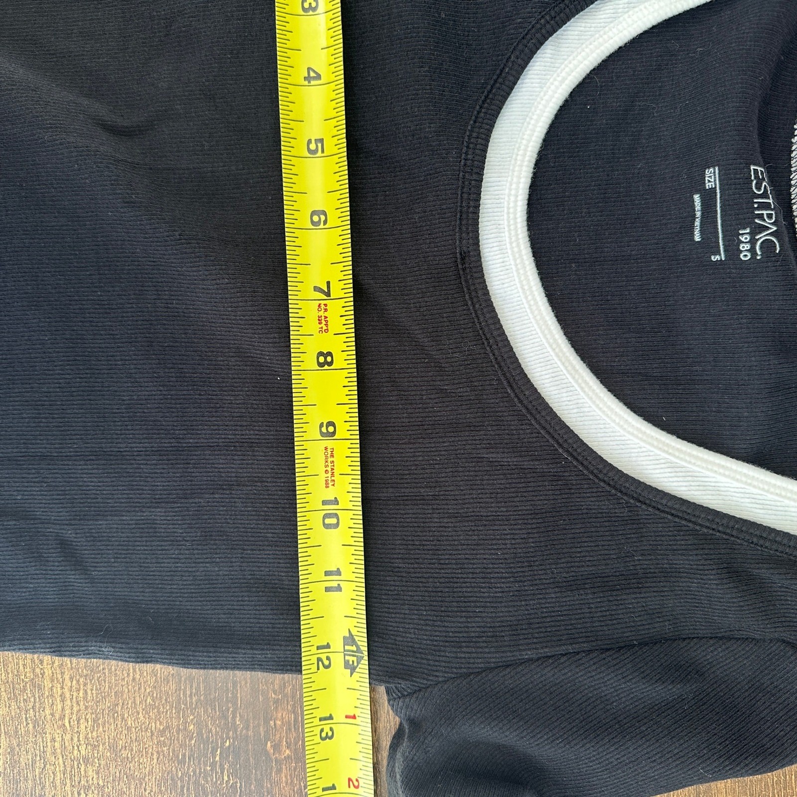 EST.PAC. 1980 Ribbed Layered Top Womens Small Black White 90s Preppy Long Sleeve
