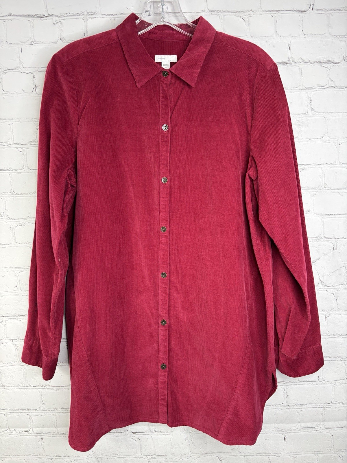 J. Jill Corduroy Shirt Button-Down Cranberry Medium