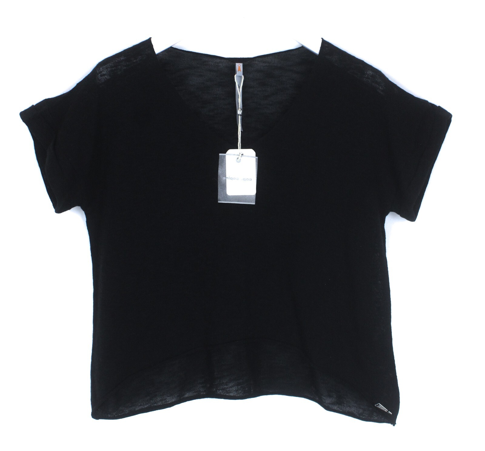 COP COPINE Lavardin Blouse Womens LARGE Sheer Stretchy Sweater V Neck