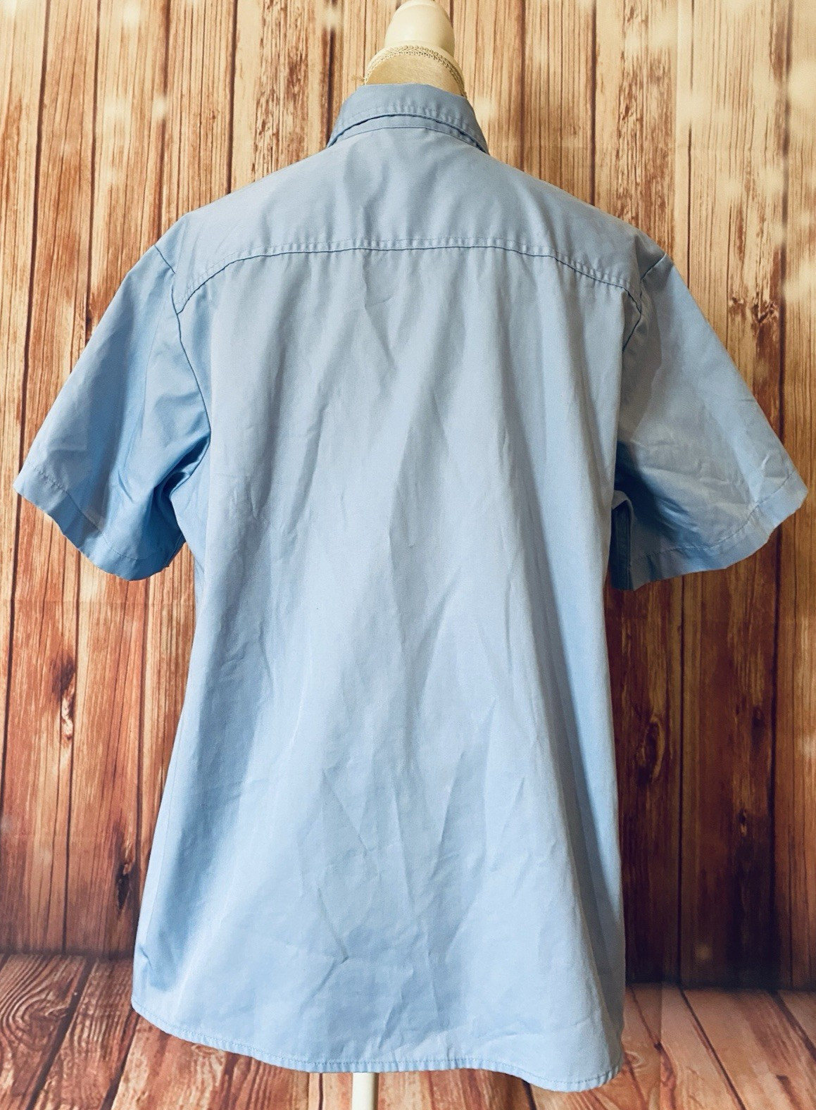 Women’s 2X Blouse Cintas Light Blue Button Down Short Sleeves Collared Soft