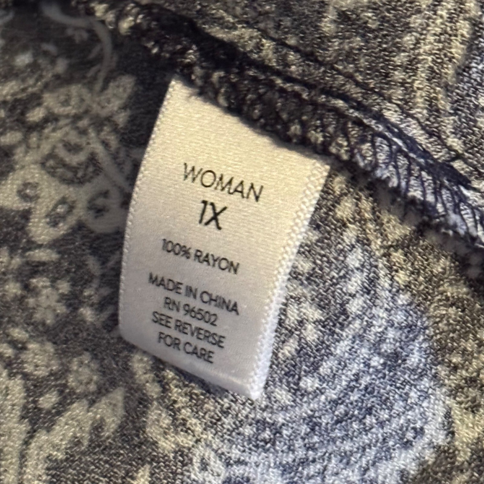 Westport Womens Blouse Sz 1X Navy & White Paisley Print 3/4 Sleeve Blouse