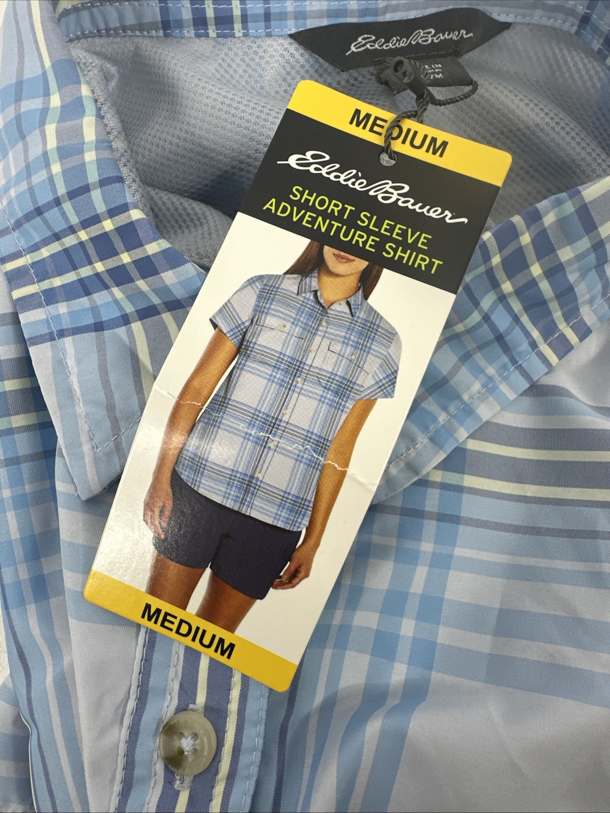 Eddie Bauer Womens Short Sleeve Moisture Wicking Adventure Shirt Size M Blue NEw