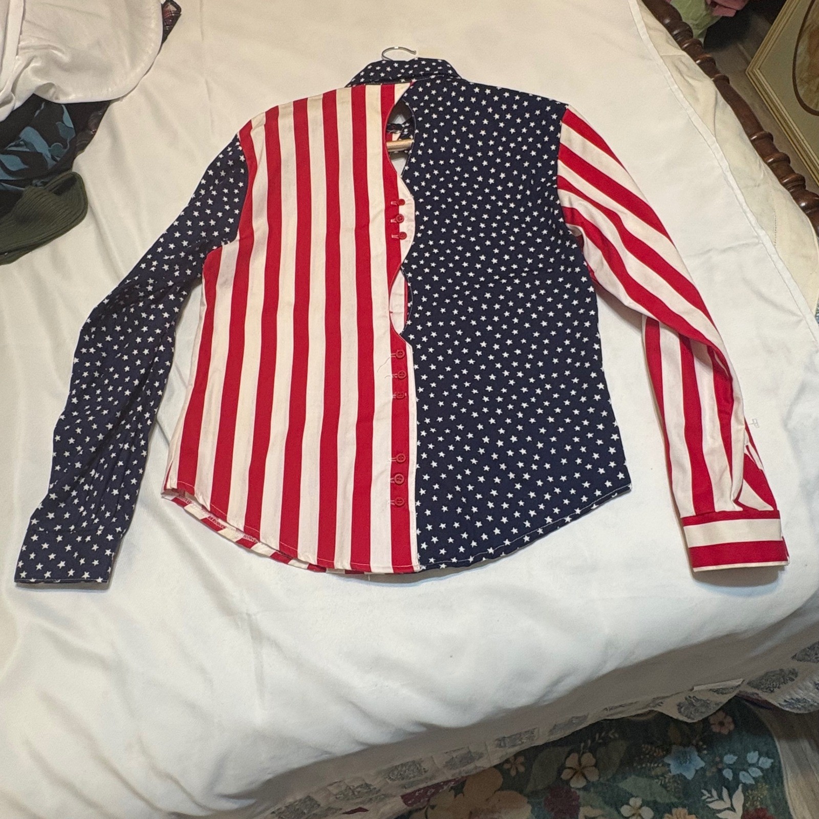 Vintage Roughrider CircleT American Flag Western Shirt Stars & Bars Patriotic 5