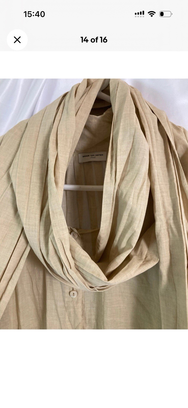 Vintage Dries Van Noten Oversized Blouse Attached Scarf Sash | Made in Italy