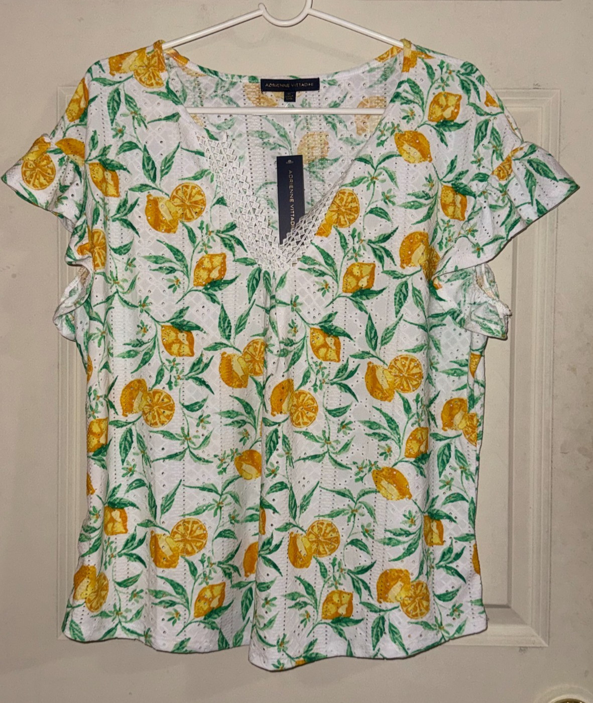 NEW Adrienne Vittadini Women Blouse in Multicolor Embroider Flower Print size XL