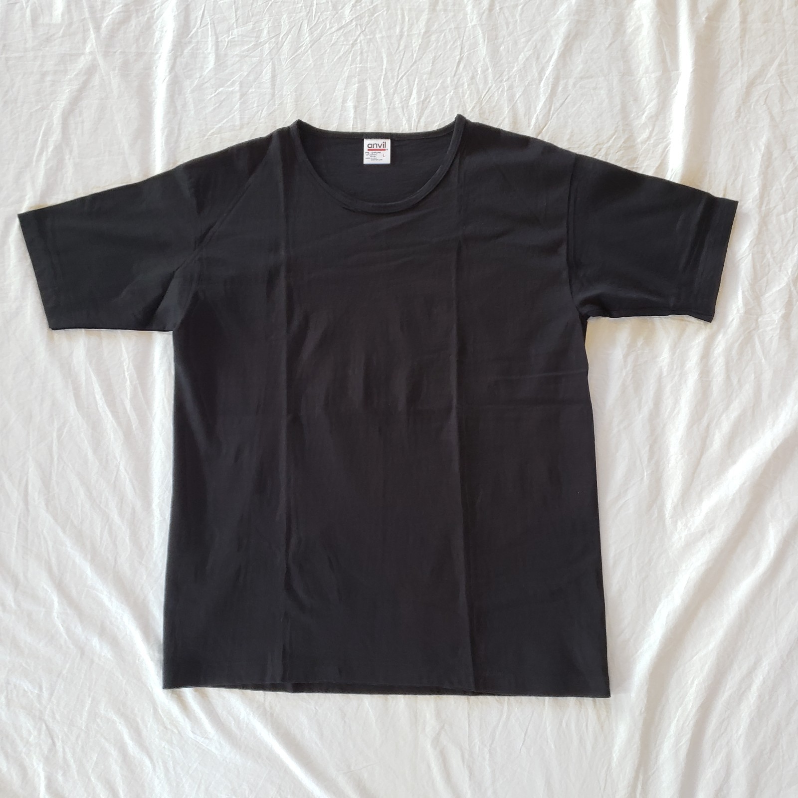 Vintage Anvil Women’s Size L Round Neck Blank T-Shirt Black Single Stitch HTF