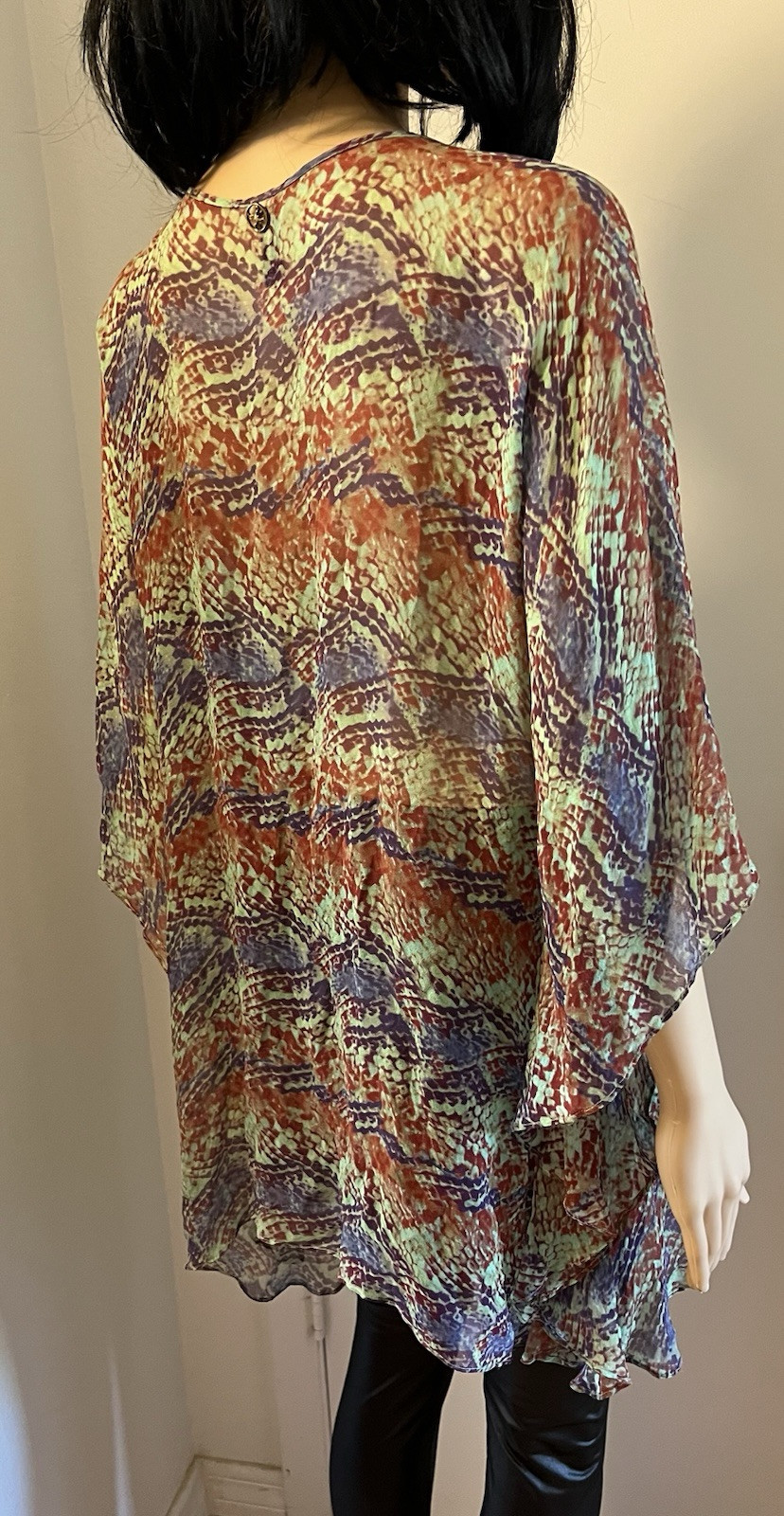 VIX By Paula Hermanny Colorful Snake Print Silk Organza Tunic Sz Medium