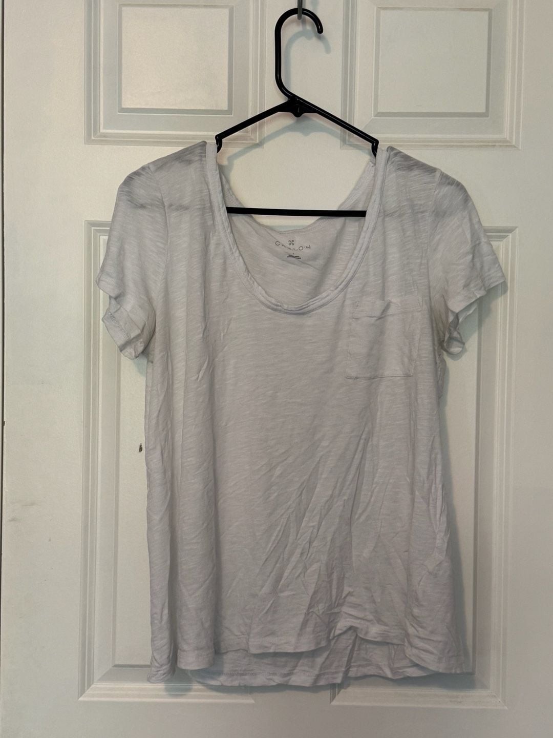 Caslon Women’s White Short Sleeve Scoop Neck Pocket T-Shirt Size L