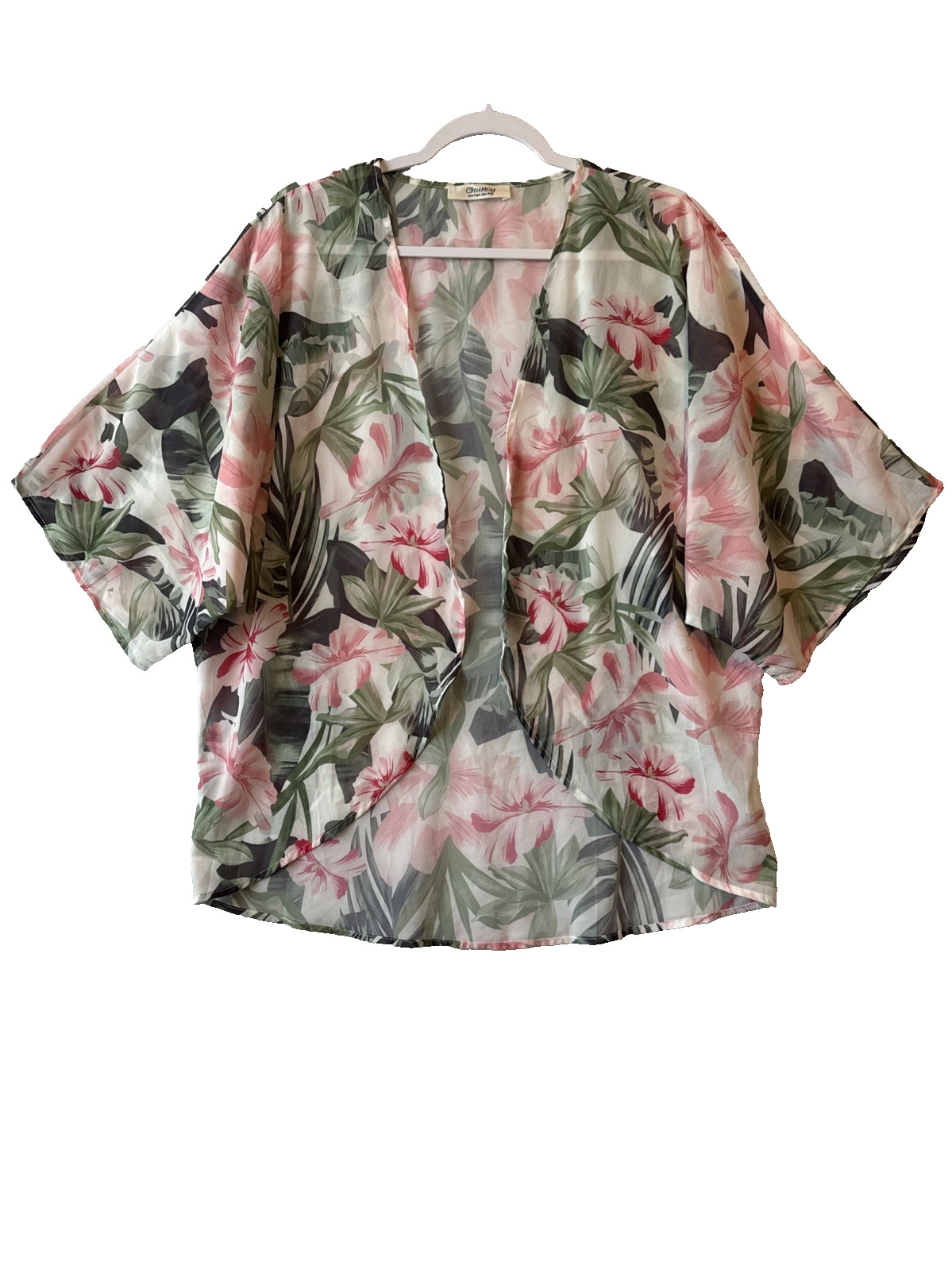Hawaiian Floral Chiffon Kimono Cardigan Top Beach Cover Up Tropical S Resortwear