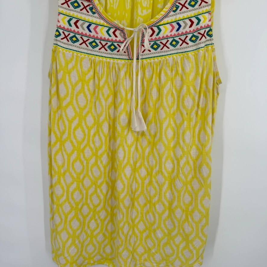 One September anthropologie women’s sleeveless blouse embroidered yellow large