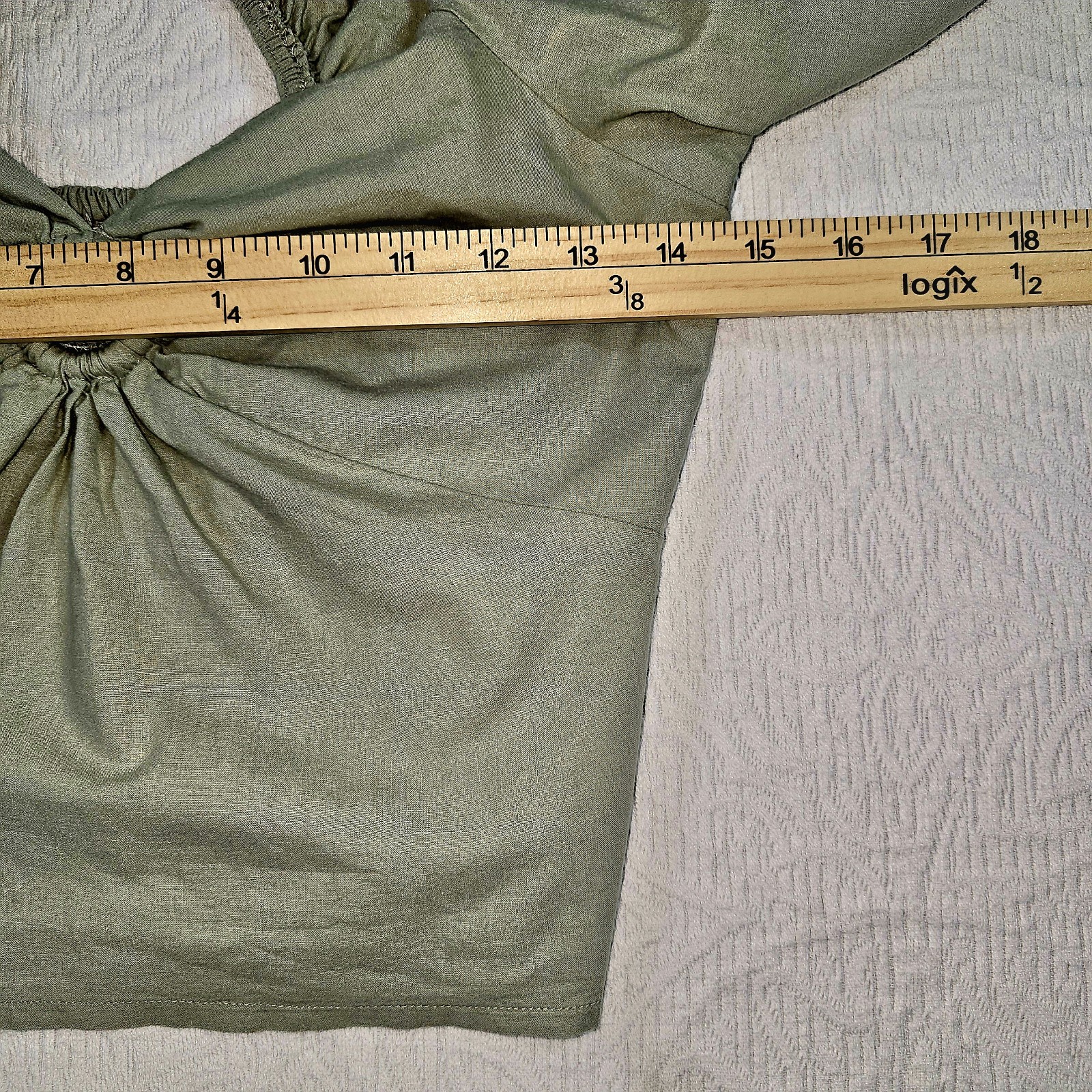 Floral Puff Sleeve Smocked Cropped Top Cottagecore Romantic Peasant Boho Green S