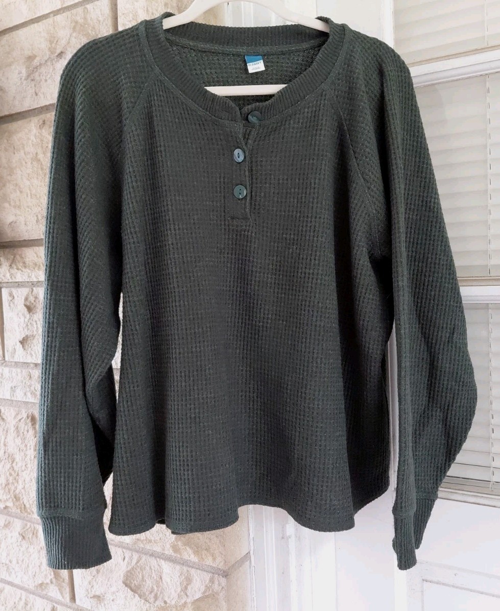 Old Navy Textured/Thermal Soft Waffle Knit 3 Button Henley,Raglan Slv,XXL-EXC