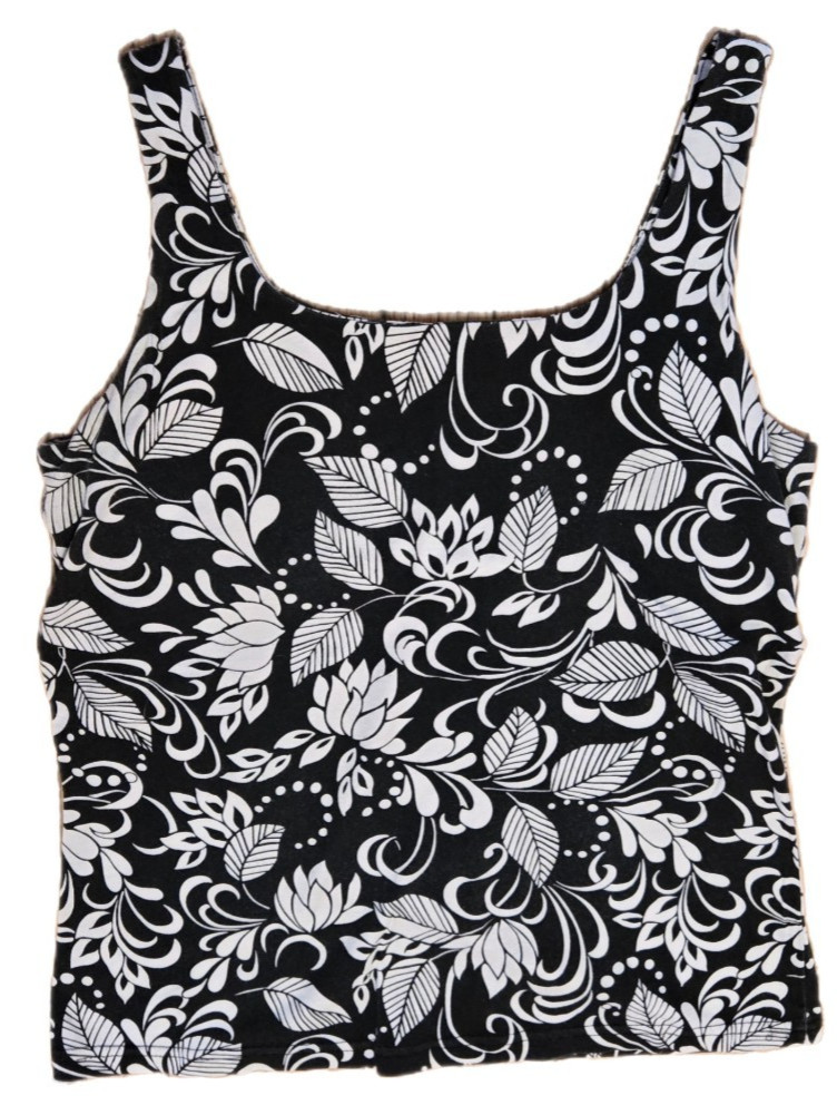Karen Scott Womens Top Medium Sleeveless 95% Cotton 5% Spandex Black White