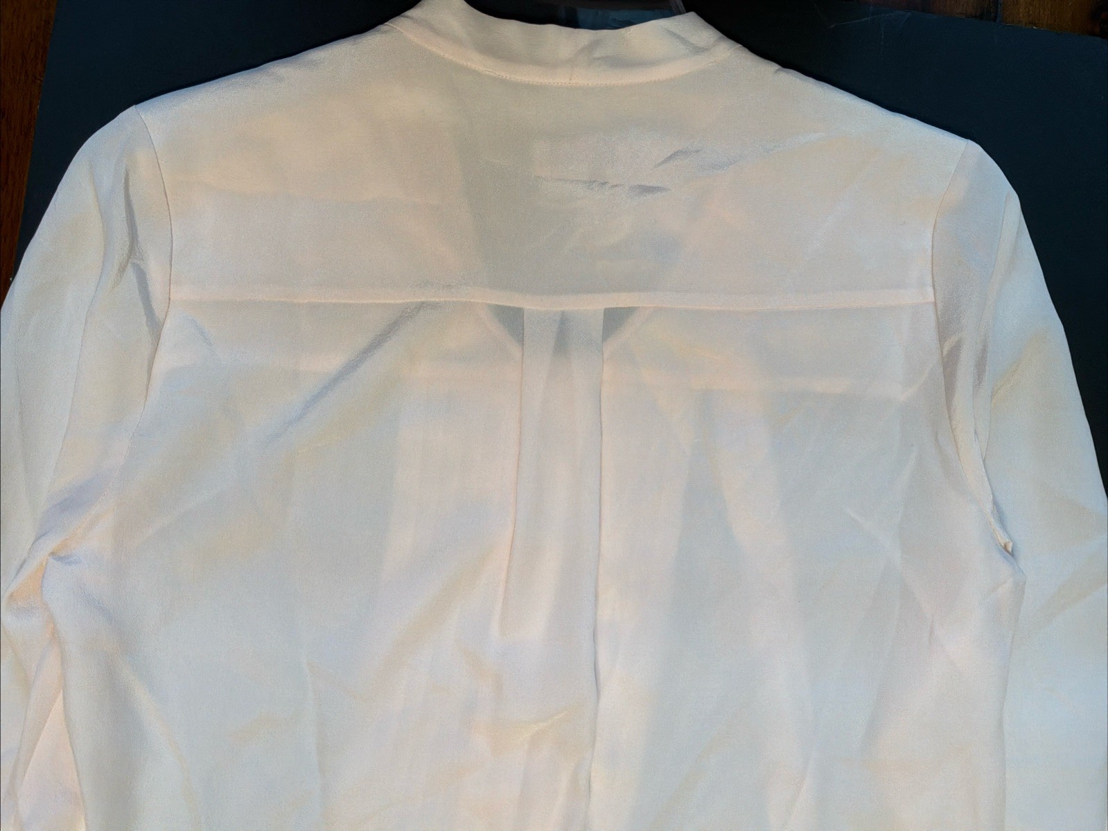 NWT $258 KATE SPADE Pale Pink 100% Silk, Tie Neck-Front Pleat Shirt Size XS