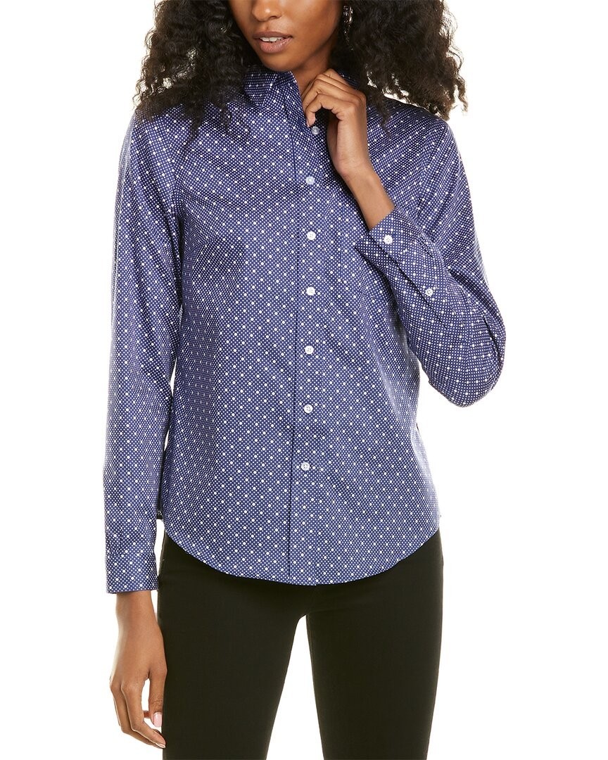 Jones New York Easy Care Button Up Long Sleeve Blouse Women’s XL Blue/White