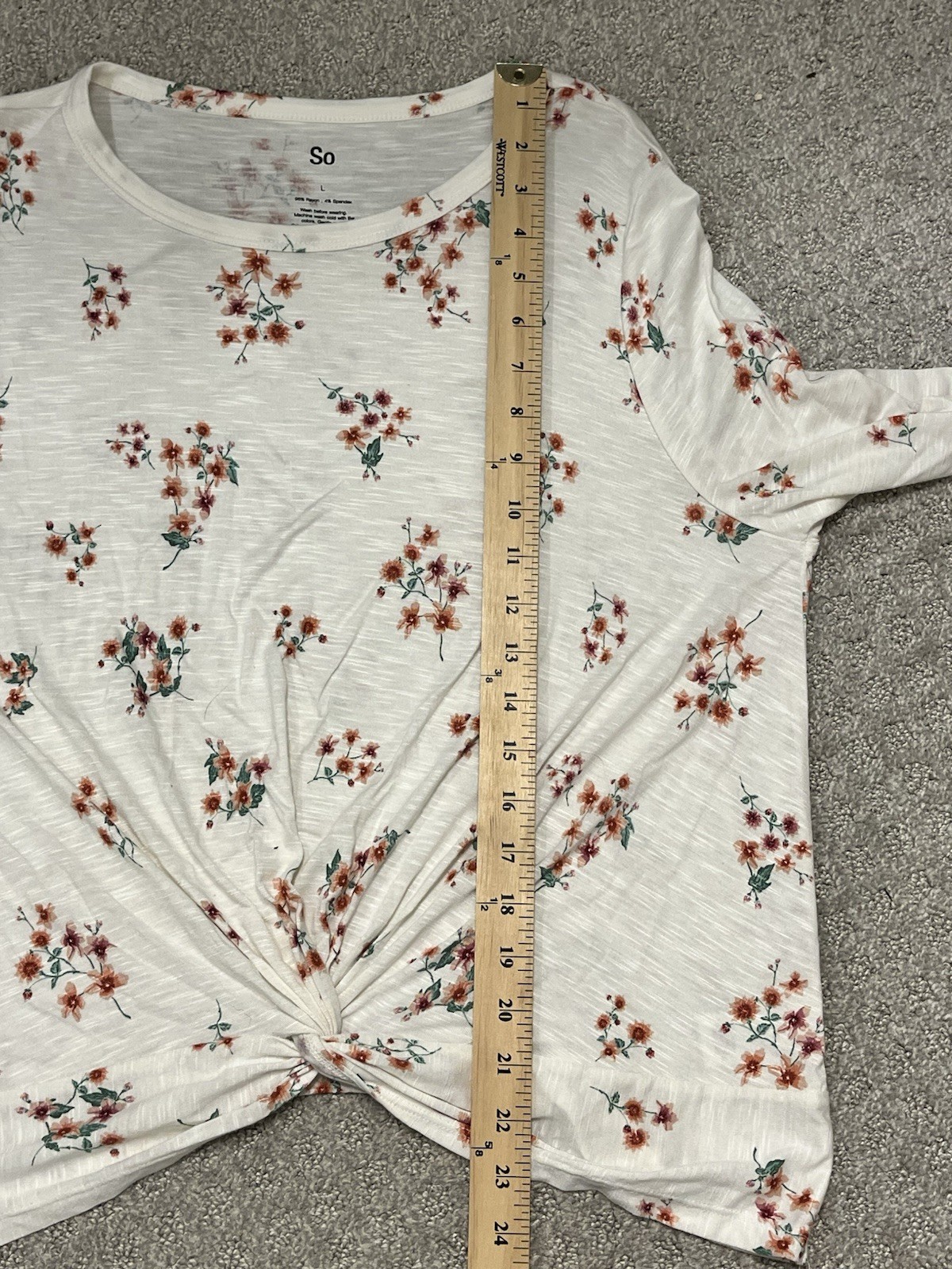 SO Long Sleeve Floral Knit Top Front Twist Detail COTTAGECORE Romantic Size L