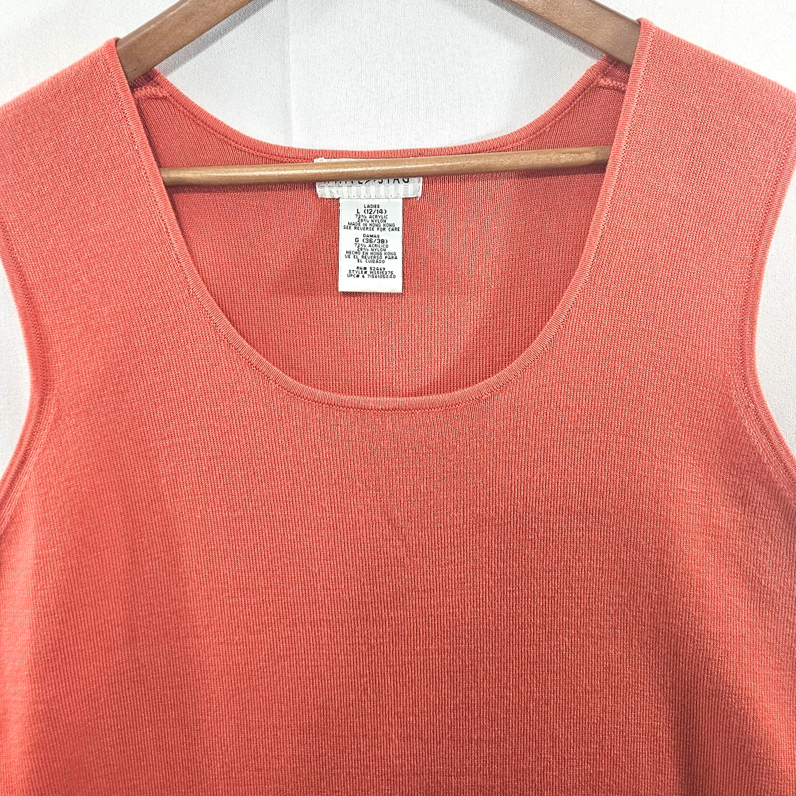 Womens Orange Sleeveless Capsule Tank Shell Top Size L 12-14 Y2K Acrylic Blend