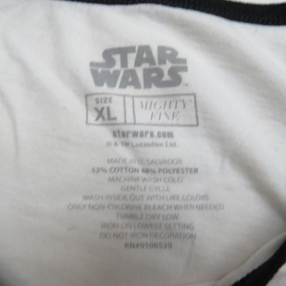 Star Wars Waist Length T-Shirt Women’s Size XL Rebellion White Black Sleeves
