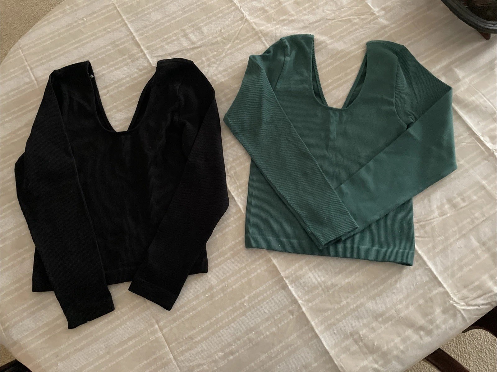 Lot Of 2 Tops Size S Cropped Fitted Ribbed V-Back WorkOut Long-Sleeve A New Day