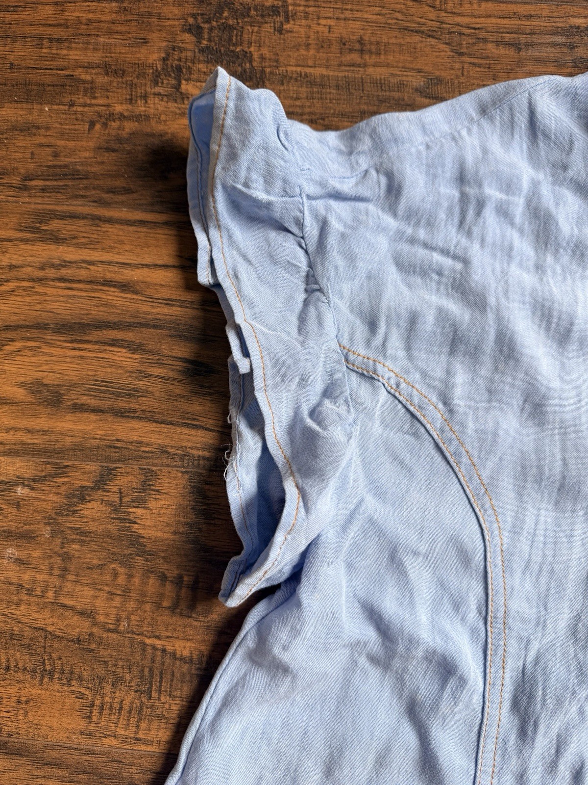 Umgee Women’s Blue Chambray Button-Up Collared Cap Sleeve Top/Short Dress M