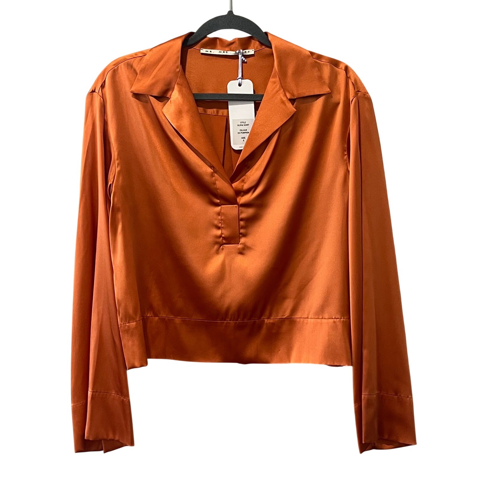 Mr. Mrs. Shirt Olivia Silk Blouse Pumpkin Orange Italy Womens’ Small Chic Boho