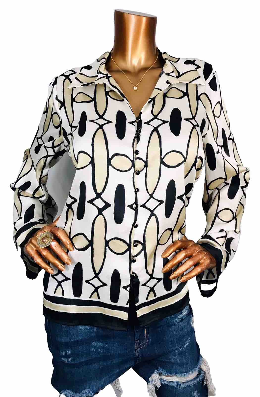 Industry Republic L Top Soft Shell Button Up Shirt Silky Lite Wgt Blouse Soft