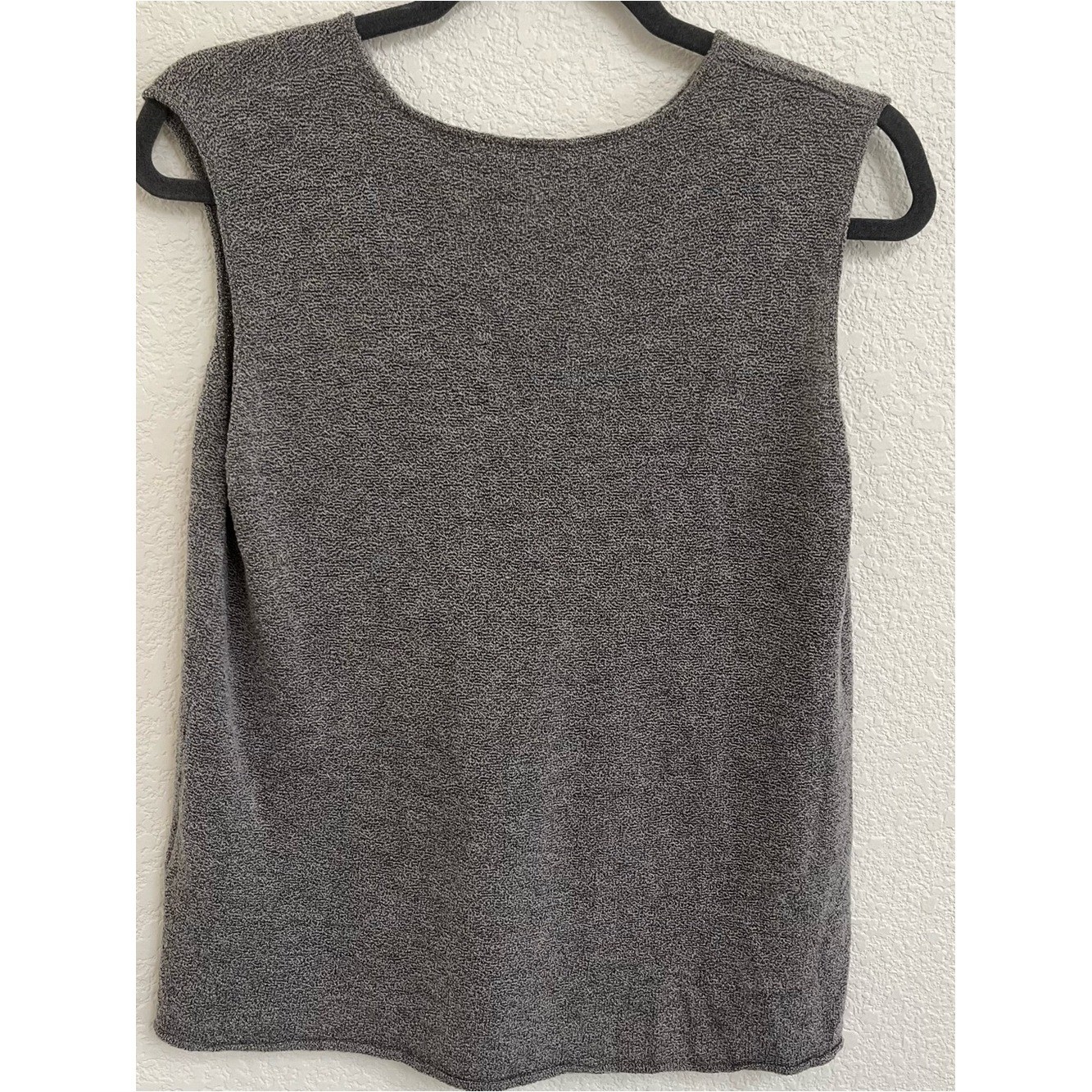 Eileen Fisher Heather Gray Knit Top L Wool Nylon