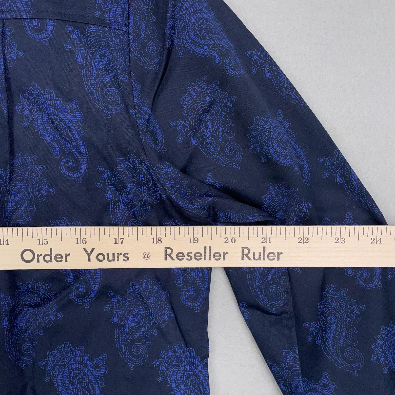 Hinson Wu Shirt Womens 6 Navy Blue Paisley Print Button Front Artsy Blouse Luxe