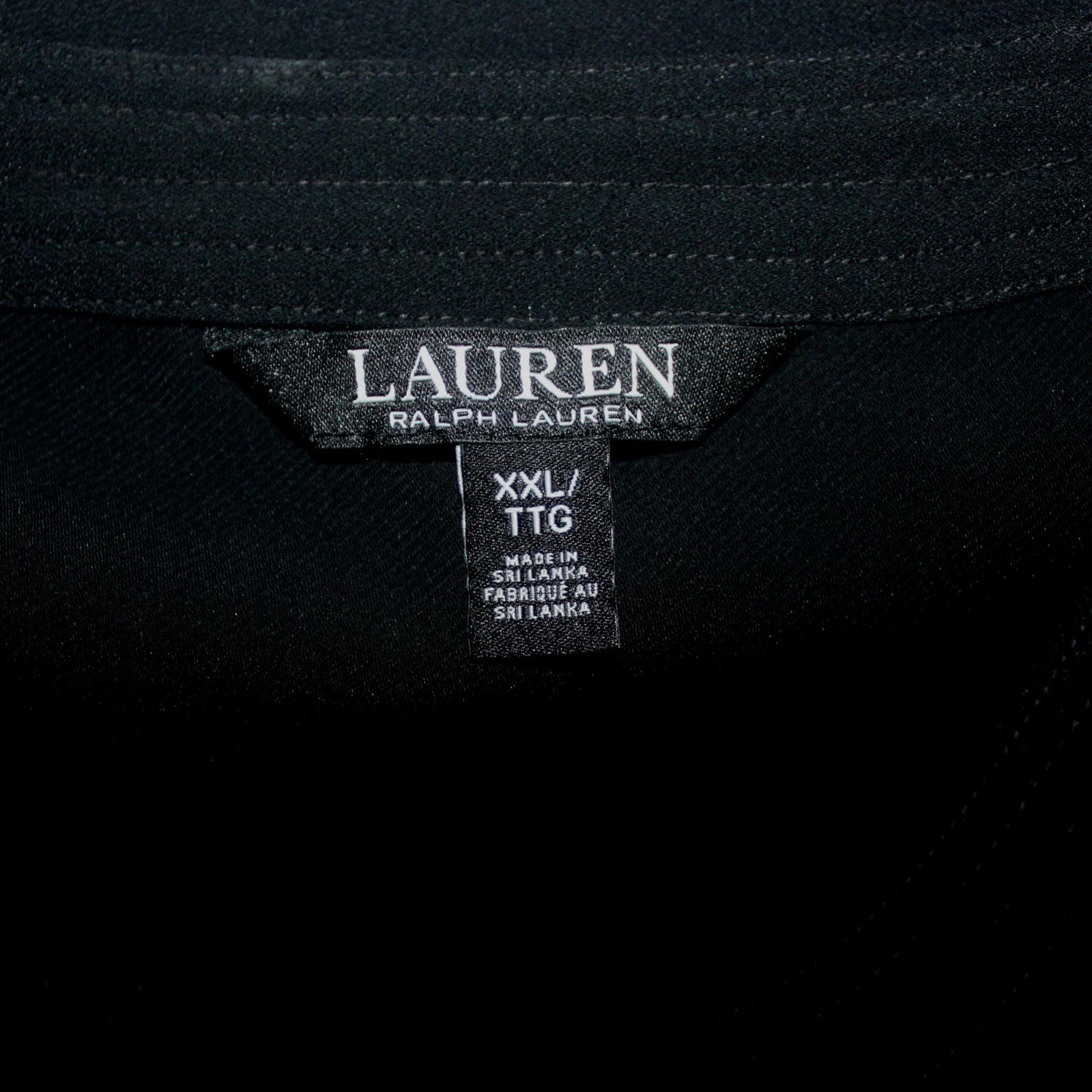 RALPH LAUREN (XXL/TTG) Womens Long Sleeve Tunic Key Hole Neck Black Black Label