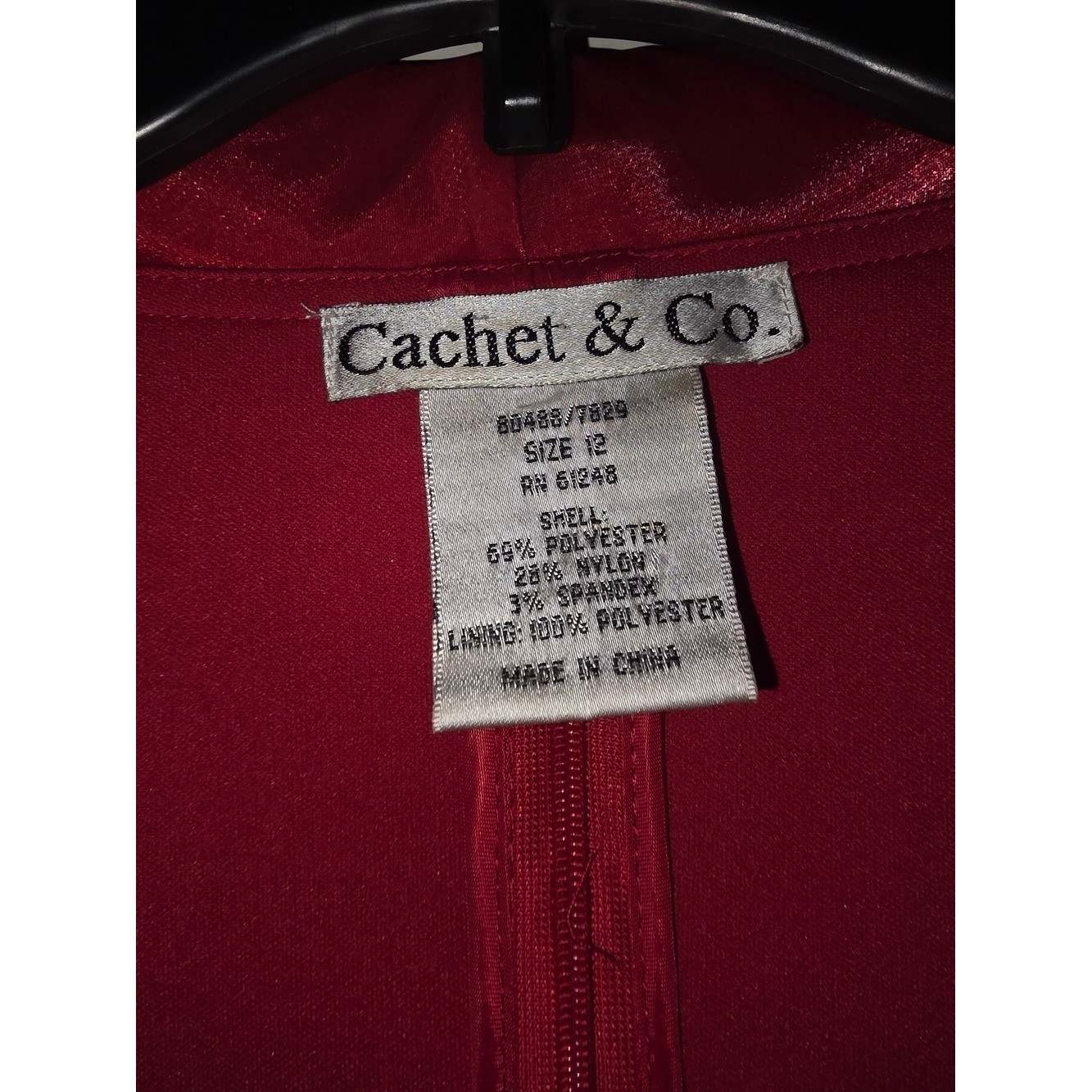 Cachet Red Velvet Look Wrap Blouse Draped Ruched Front Long Sleeve Dressy Top