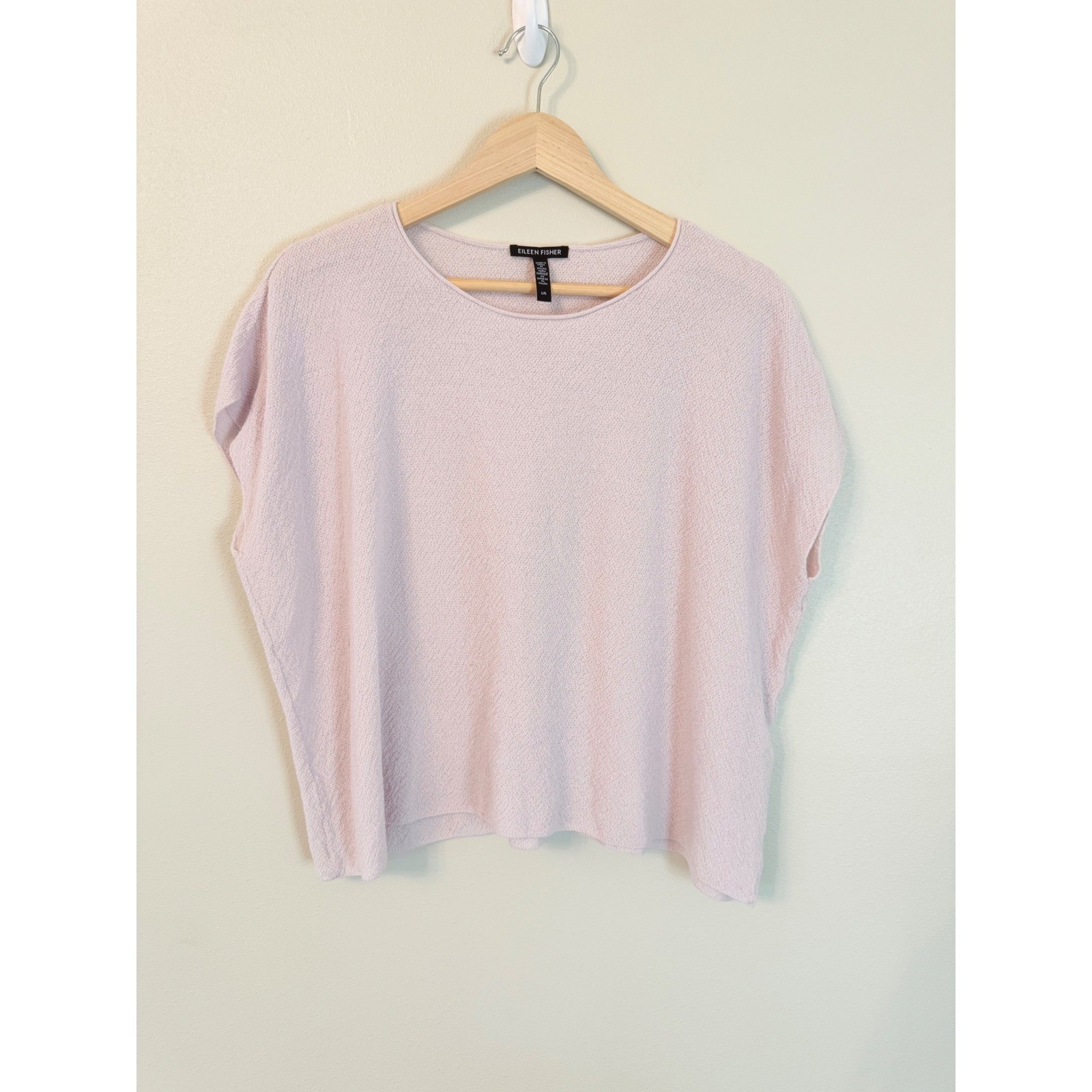 Eileen Fisher Merino Wool Crepe Boxy Top L Crystal Pink Italian Yarn