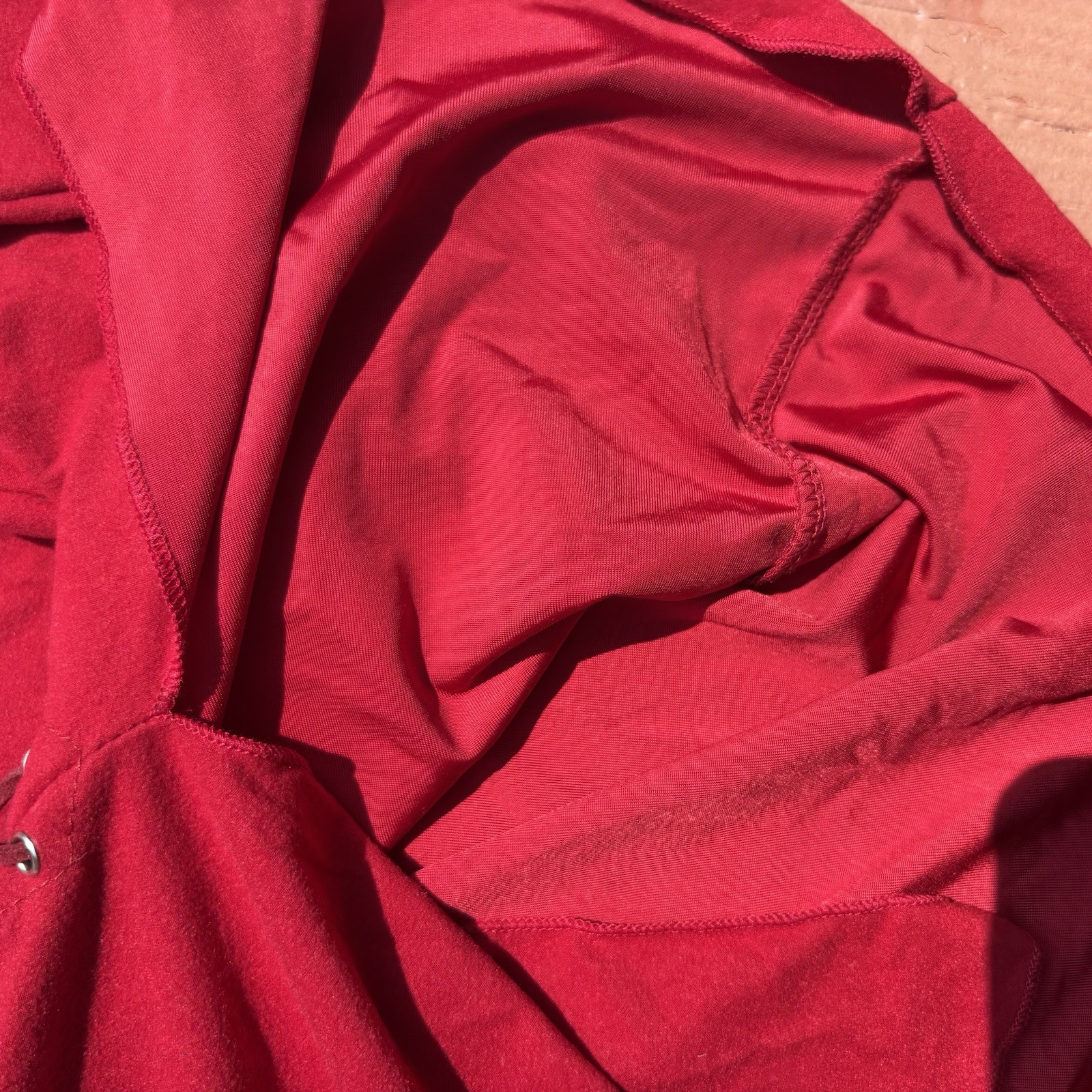 Hiatus Red Lace-Up Eyelet V-Neck Long Sleeve Stretch Top Women’s M