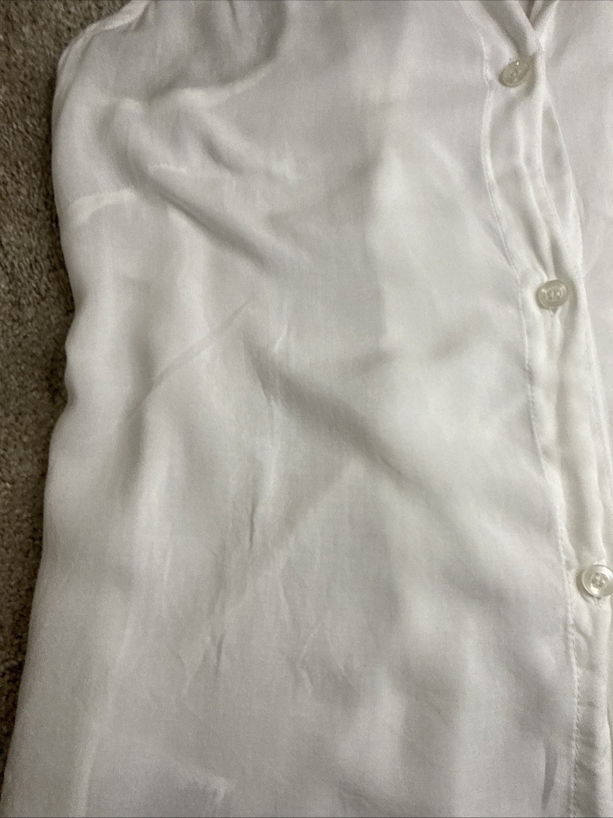 BCBG Generation White Sheer Button Up Collared Sleeveless Back Tie SizeM