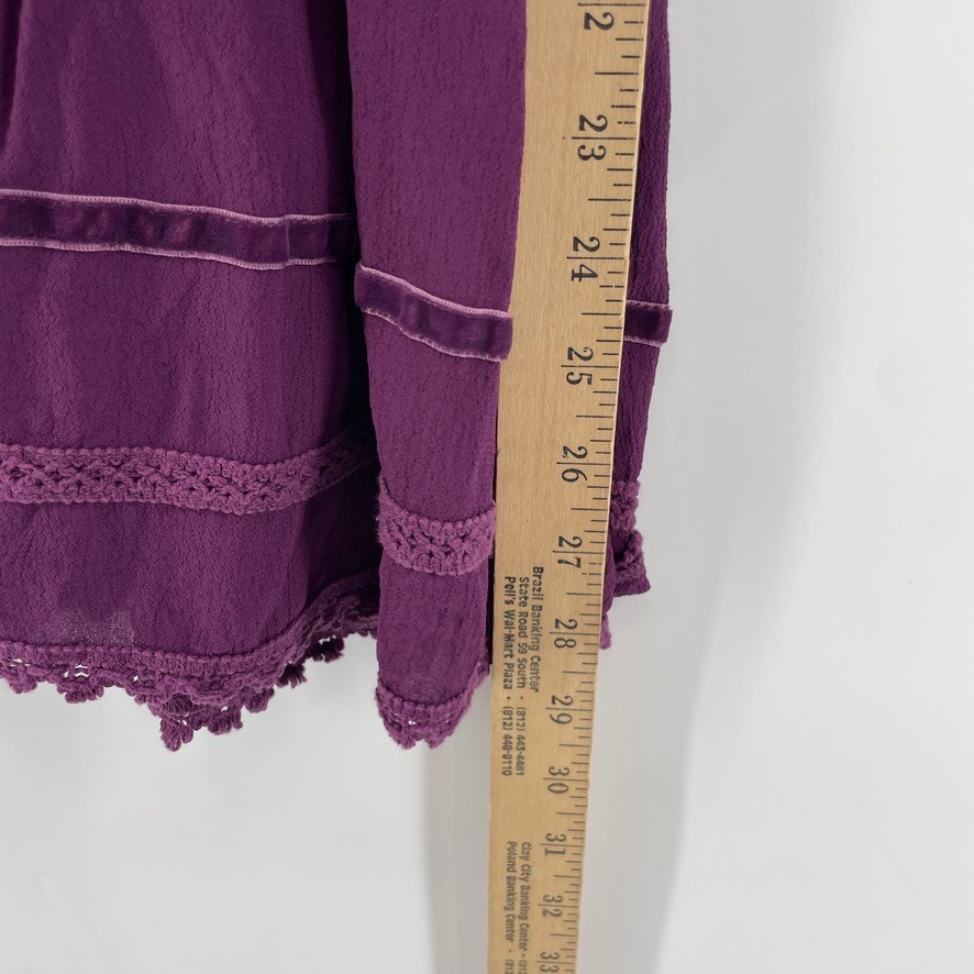 Vtg Y2K Cami Top M Crepe Purple Fairy Grunge Whimsigoth Boho Lace Velvet Trim