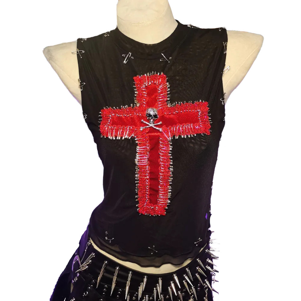 Goth Tops Punk Mini Rock Clothes Grunge Gothic Tank Emo Clothing Y2K Chic H5